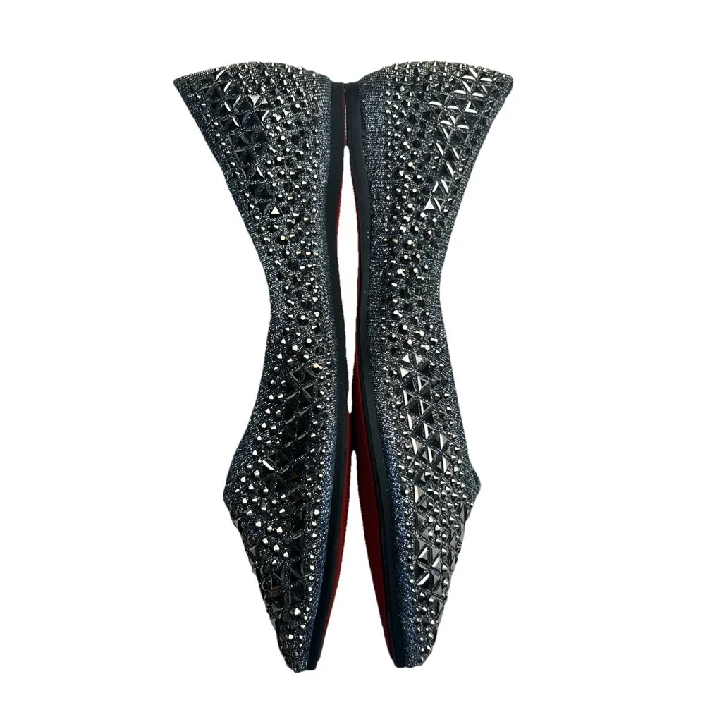 Rivets Flats Pointed Toe Glitter Beading Ballerian Shoes Shallow Mouth Sequined